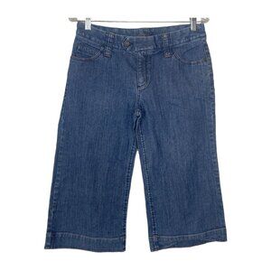 EDDIE BAUER Women Wide Leg Capris Jeans Sz 6 Blue Everyday Essential 64-13